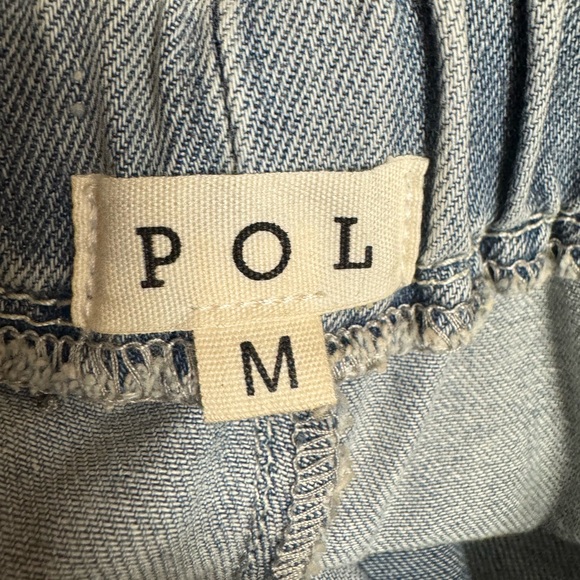 POL Light-Blue Wide Leg Laser-Cut Denim Jeans with Drawstring - Picture 6 of 11